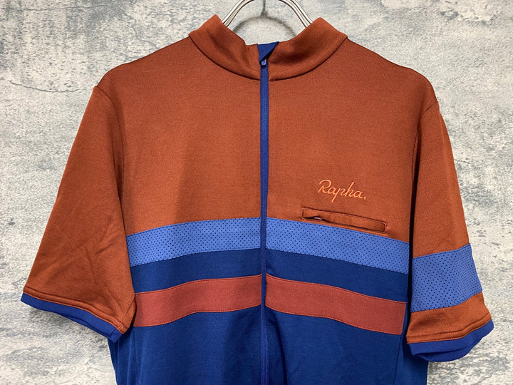 KC380 ラファ Rapha BREVET JERSEY Ⅱ 半袖 サイクルジャージ 茶 紺 M