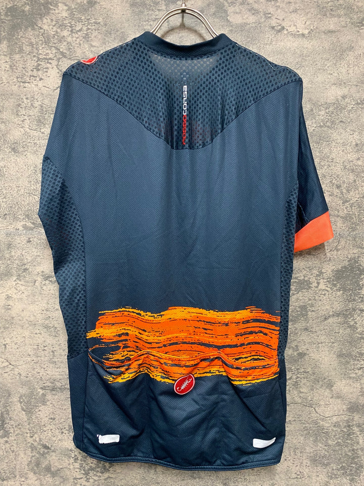 KB220 カステリ CASTELLI 半袖 サイクルジャージ グレー オレンジ XXL メッシュ ※反射部劣化 ほつれ