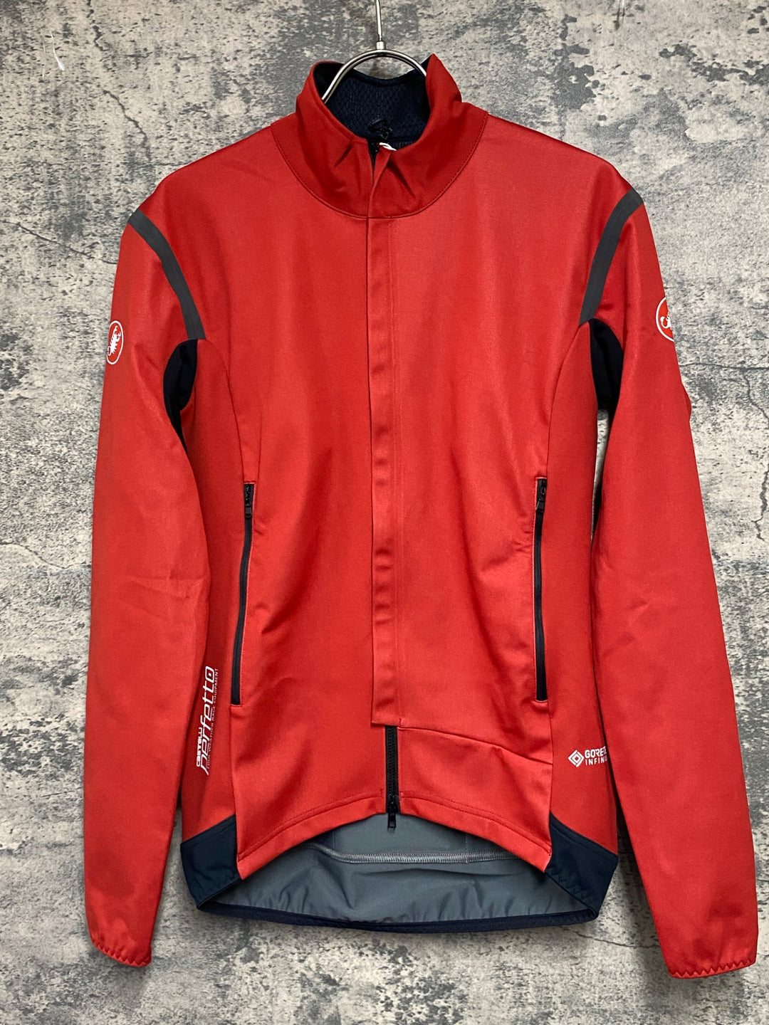 JJ386 カステリ CASTELLI ロッソコルサ ROSSO CORSA perfetto 長袖 サイクルジャケット 赤 黒 M 裏起毛 GORE-TEX INFINIUM
