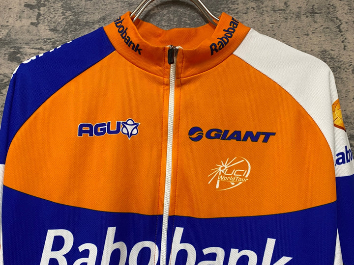 KA111 アグ AGU 長袖 サイクルジャージ オレンジ 青 XS 裏起毛 レプリカ Rabobank