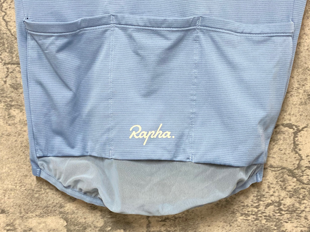 KK181 ラファ RAPHA CLASSIC FLYWEIGHT JERSEY 半袖サイクルジャージ 薄青 XS ※背面ポケット部ホツレ穴あり