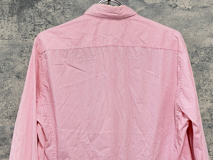 KI177 ラファ Rapha GINGHAM LONG SLEEVE SHIRT 長袖 シャツ ピンク チェック柄 M ※襟黄ばみ