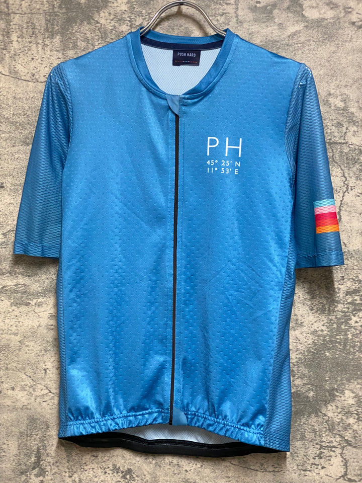 KD785 プッシュハード PUSH HARD 半袖サイクルジャージ 水色 サイズ不明 ※タグカット