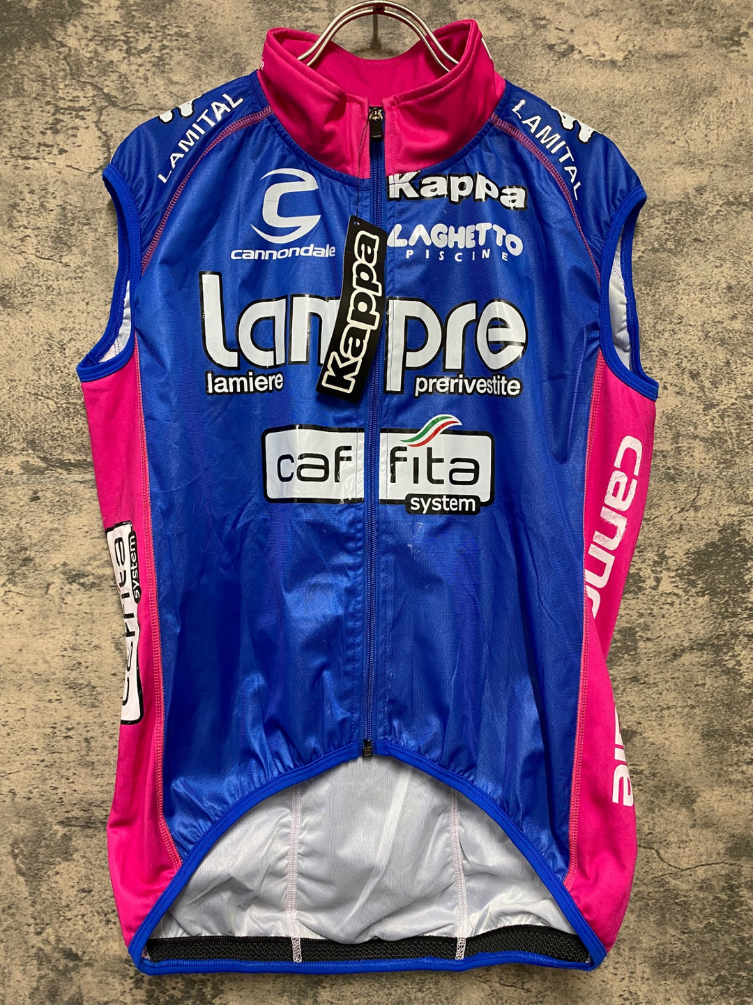 KD705 カッパ Kappa サイクルベスト ジレ 青 lampre M ※ロゴ剥げ