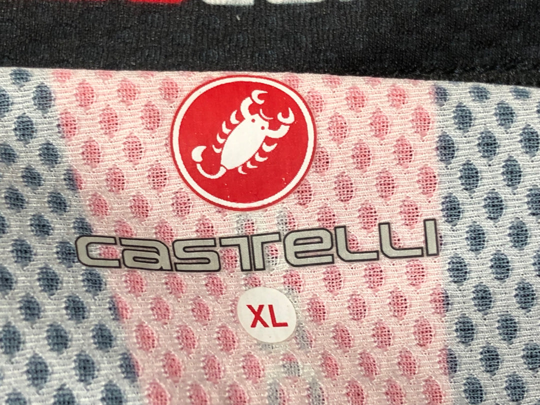KB219 カステリ CASTELLI 半袖 サイクルジャージ 青 XL ※反射部劣化 ほつれ