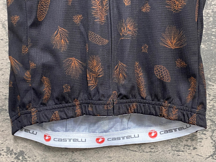 JZ532 カステリ CASTELLI 半袖 サイクルジャージ 黒 オレンジ S polen