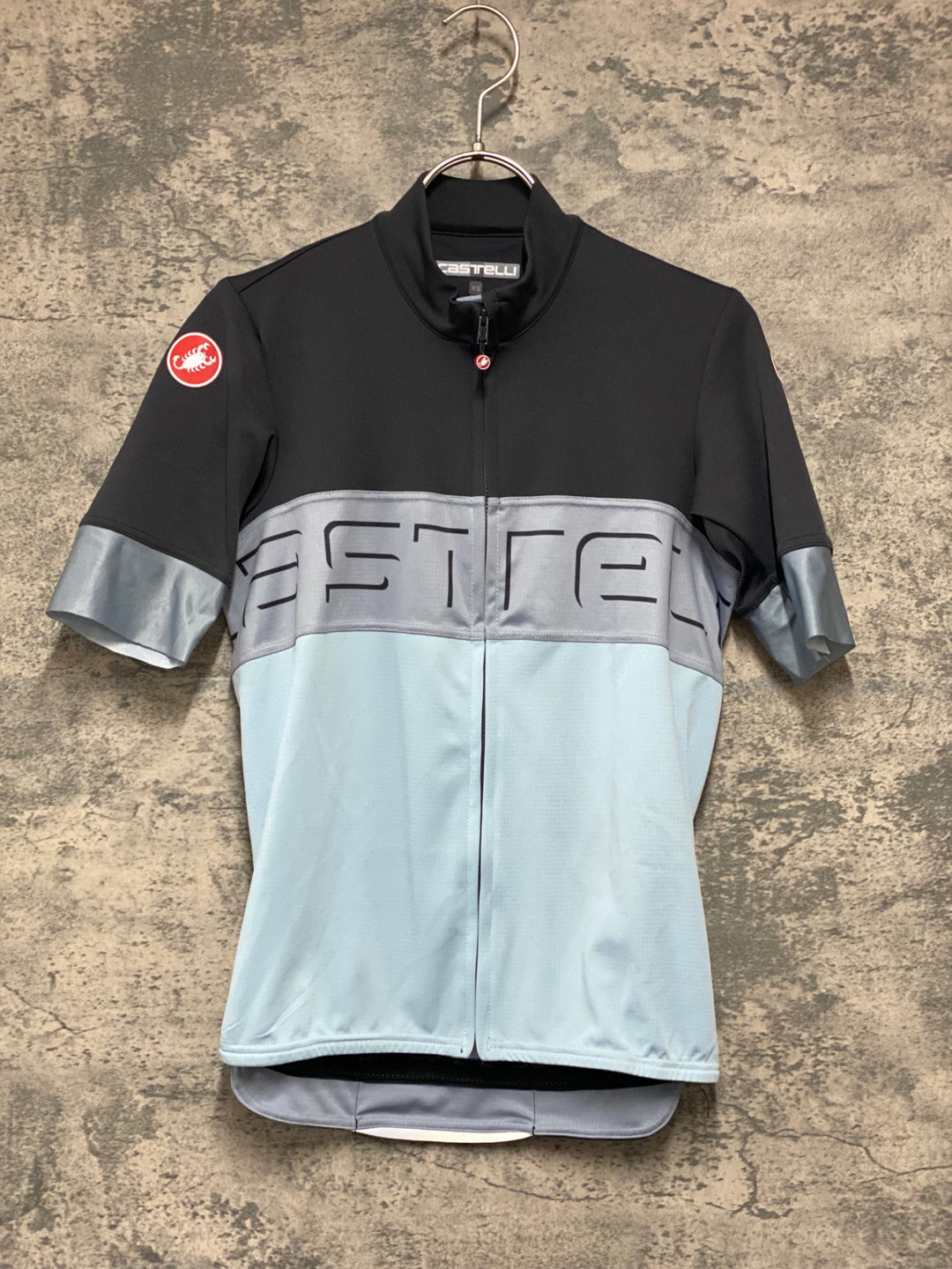 KH471 カステリ CASTELLI 半袖 サイクルジャージ 黒白グレー XS