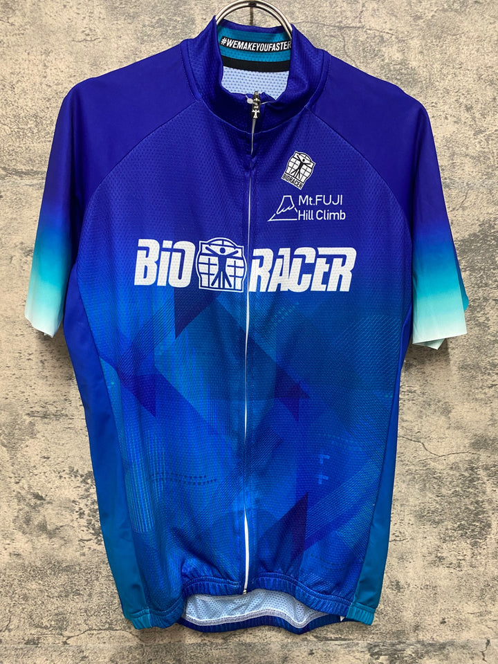 JS090 ビオレーサー BIORACER 半袖 サイクルジャージ 青 4/L Mt.FUJI Hill Climb