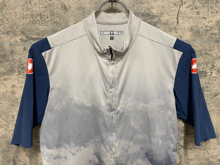JZ674 カステリ CASTELLI ポールヴィリ POLVERE JERSEY 半袖 サイクルジャージ Mサイズ グレー