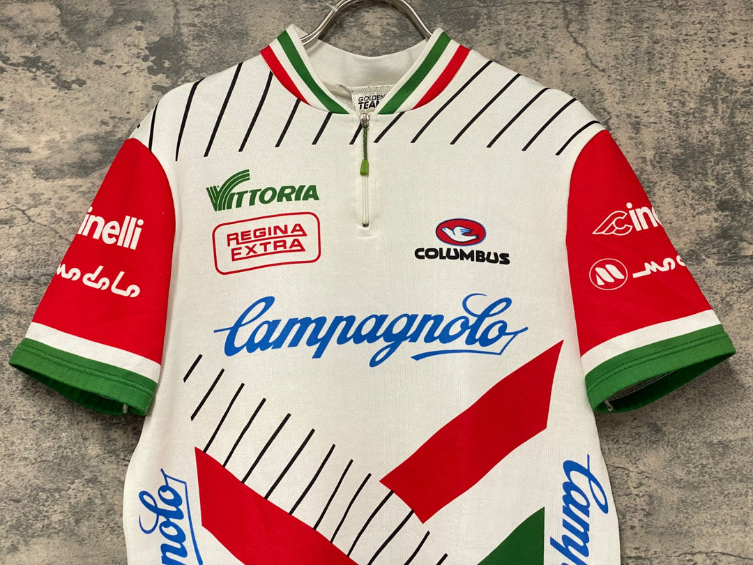KJ353 GOLDEN TEAM 半袖 サイクルジャージ 白 CAMPAGNOLO ※サイズ不明,穴あり