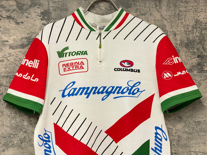 KJ353 GOLDEN TEAM 半袖 サイクルジャージ 白 CAMPAGNOLO ※サイズ不明,穴あり