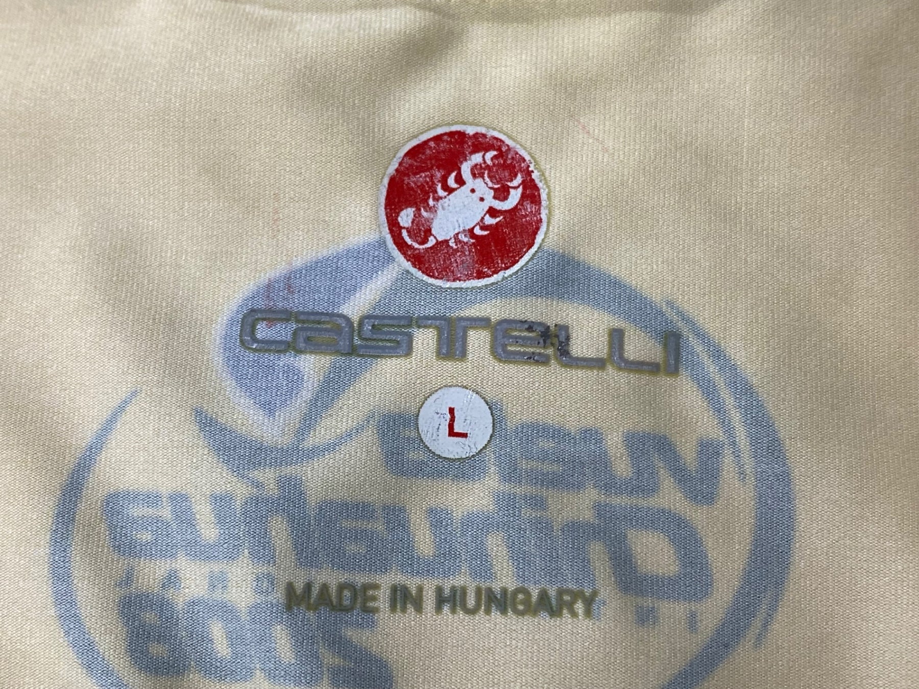 JG894 カステリ castelli 半袖サイクルジャージ 白黄 L Saunier Duval