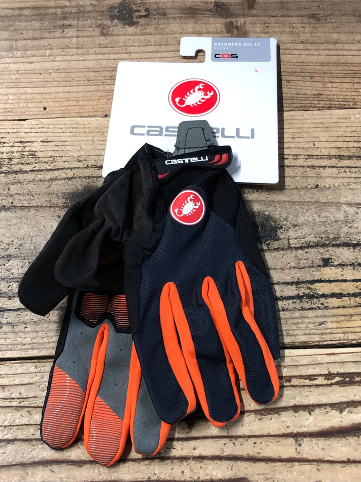 KF196 カステリ CASTELLI ARENBERG GEL LF 長指 グローブ 黒 オレンジ L