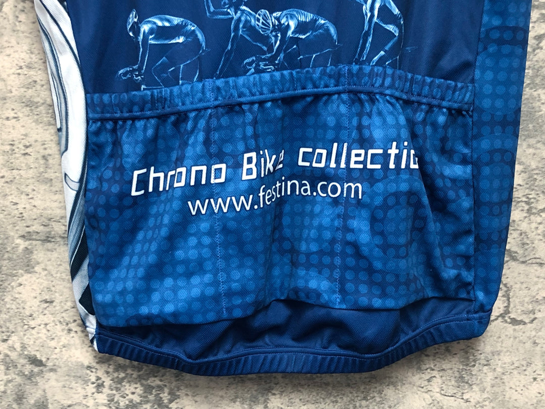 JJ497 サンティーニ Santini 半袖 サイクルジャージ ハーフジップ 青 L FESTINA