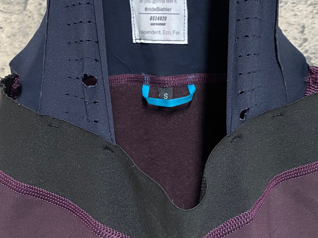 KD773 ビーラー BIEHLER ビブタイツ 赤紫 S 裏起毛 ※肩紐部穴あきのためジャンク