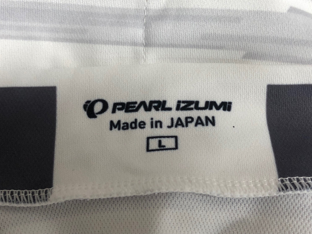 JU587 パールイズミ PEARL iZUMi 半袖 サイクルジャージ 白 グレー ボーダー L