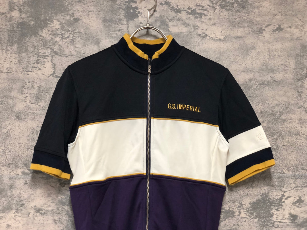 KK163 ラファ RAPHA IMPERIAL WORKS TRICOLOUR JERSEY 半袖 サイクルジャージ 白 黒 紫 S