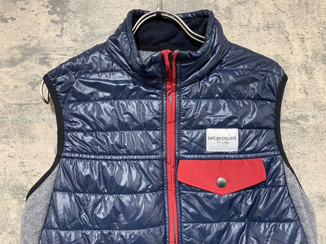 JY615 カフェドシクリステ CAFE DU CYCLISTE Albertine Gilet Men ジレ サイクルベスト 紺 グレー L ダウン 中綿 フリース