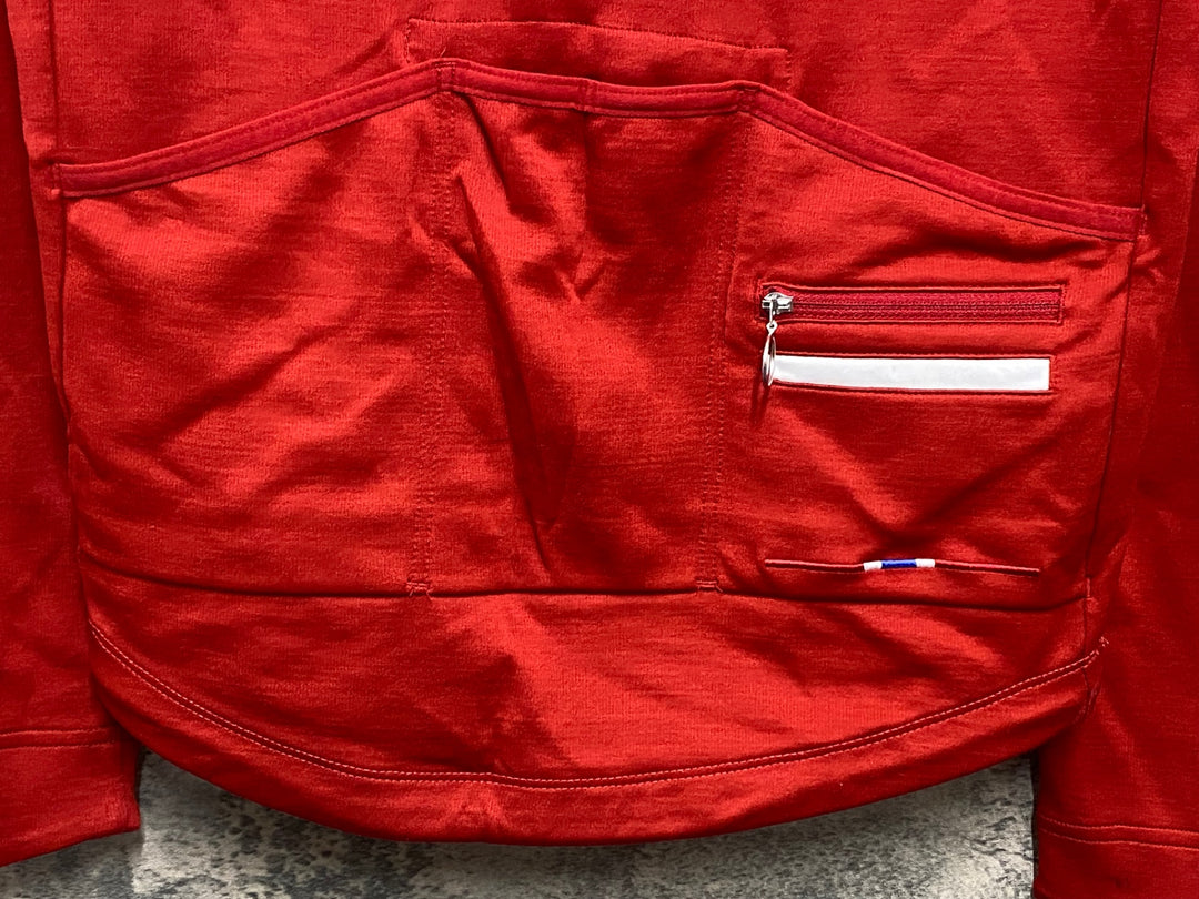 KR196 ラファ Rapha LONG SLEEVE COUNTRY JERSEY 長袖 サイクルジャージ 赤 M ハーフジップ