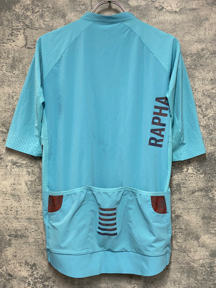 KL766 ラファ Rapha PRO TEAM GRAVEL JERSEY 半袖 サイクルジャージ 水色 XL 擦れ