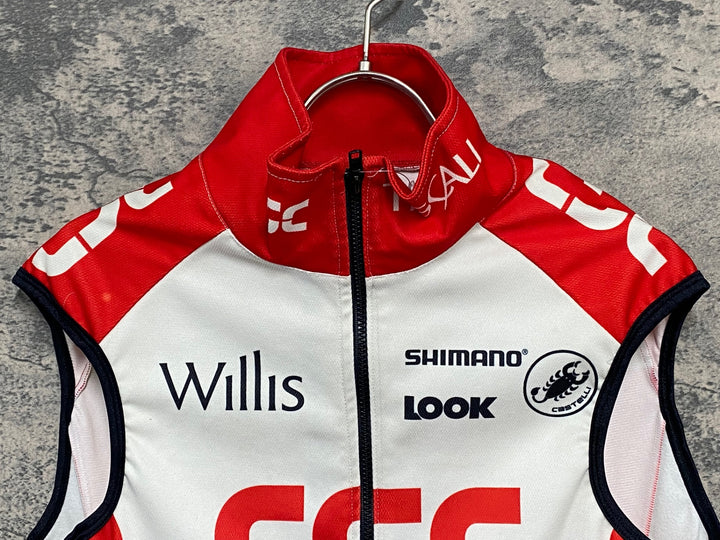 JV556 カステリ CASTELLI ジレ サイクルベスト 白 赤 CSC サイズ不明
