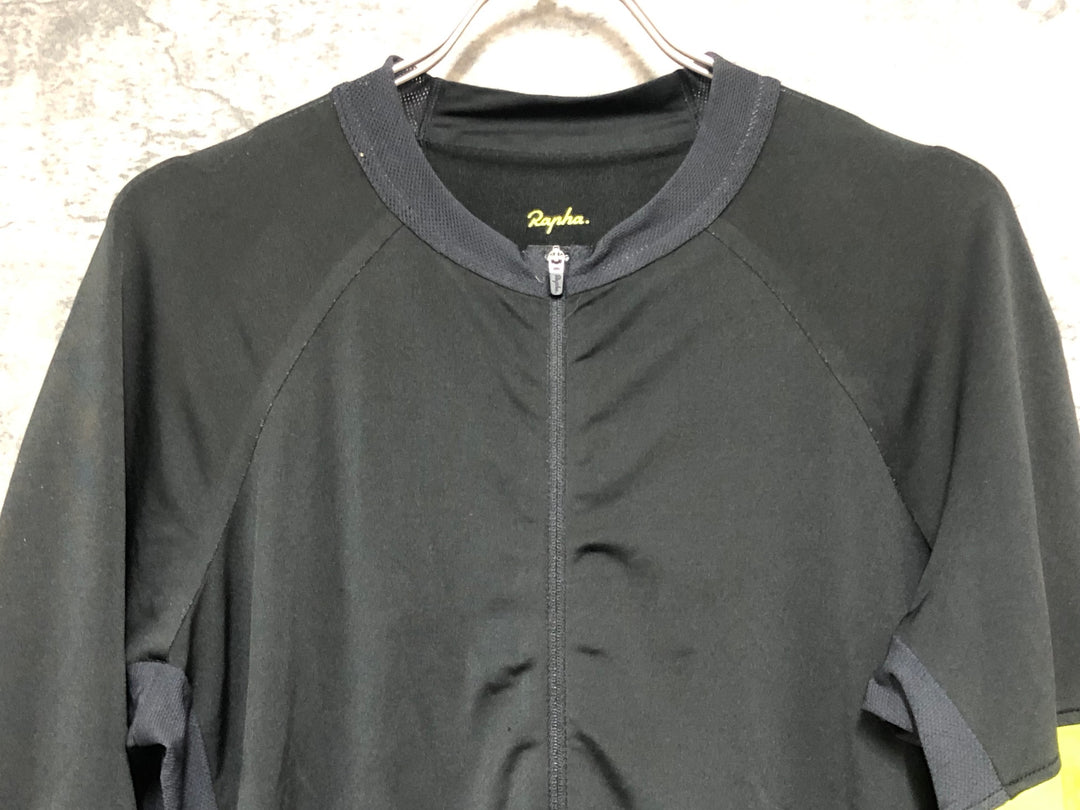 KK984 ラファ RAPHA PRO TEAM JERSEY 半袖 サイクルジャージ 黒 黄 XL ※裏地毛玉有り