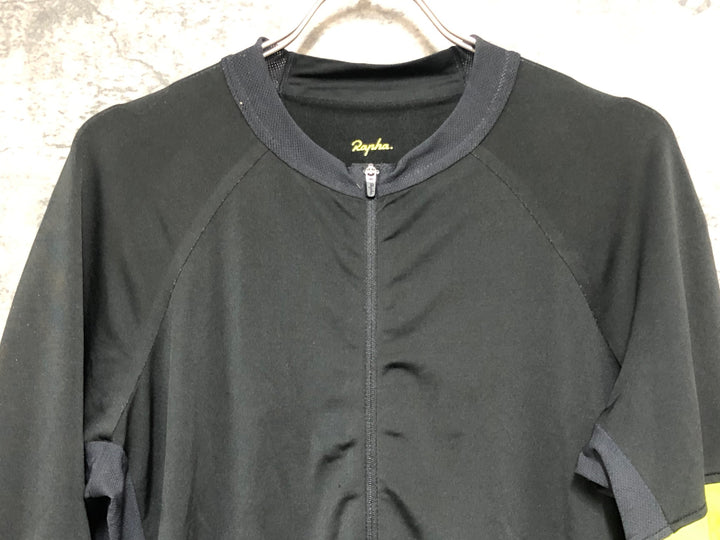 KK984 ラファ RAPHA PRO TEAM JERSEY 半袖 サイクルジャージ 黒 黄 XL ※裏地毛玉有り