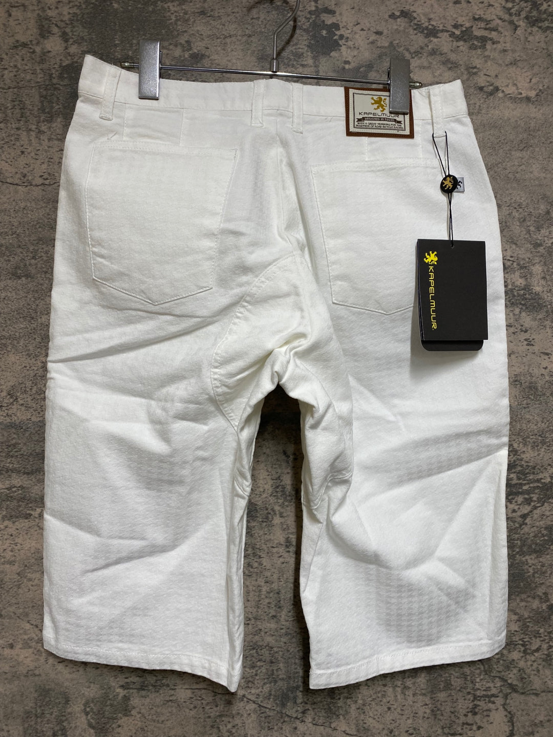 JO910 カペルミュール KAPELMUUR 児島 デニム ハーフパンツ ジャガード千鳥 ホワイト L