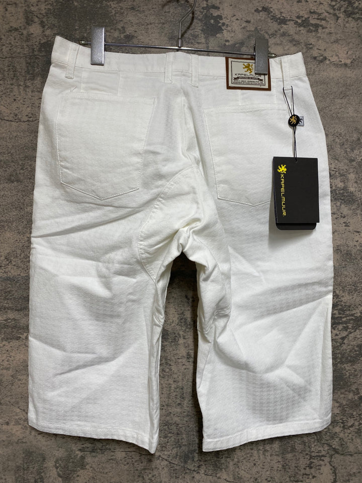 JO910 カペルミュール KAPELMUUR 児島 デニム ハーフパンツ ジャガード千鳥 ホワイト L