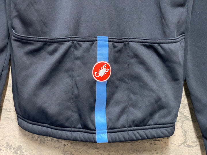 KN399 カステリ CASTELLI 長袖 サイクルジャージ 紺 M 裏起毛