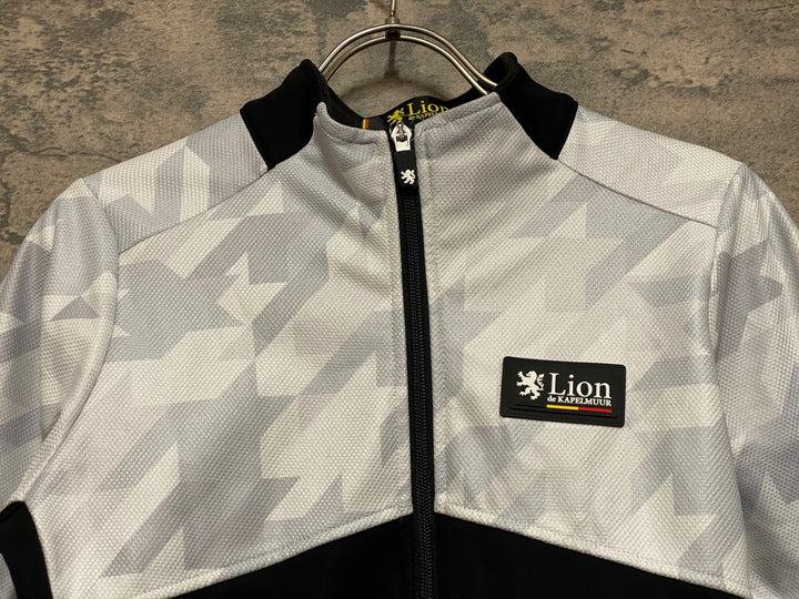 JS174 リオンドカペルミュール Lion de KAPELMUUR 長袖 サイクルジャージ 白 黒 S 裏起毛