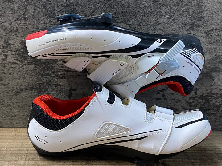 KF491 シマノ SHIMANO R107 SH-R107W ビンディングシューズ 白 赤 EU41