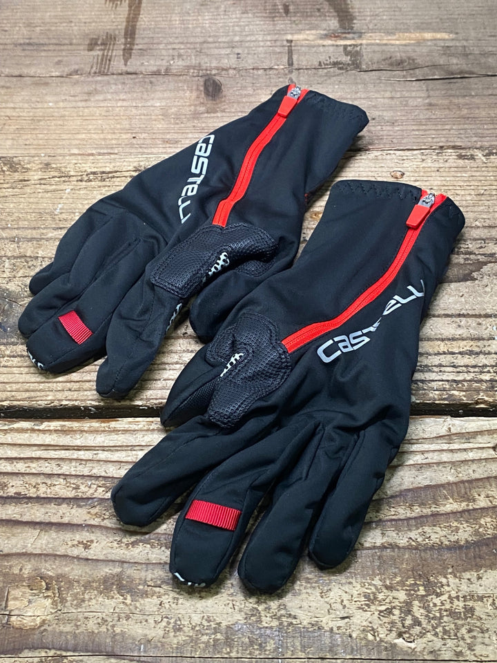 JK213 カステリ CASTELLI ROSSOCORSA 長指 グローブ 黒 S 裏起毛 ※タグカット