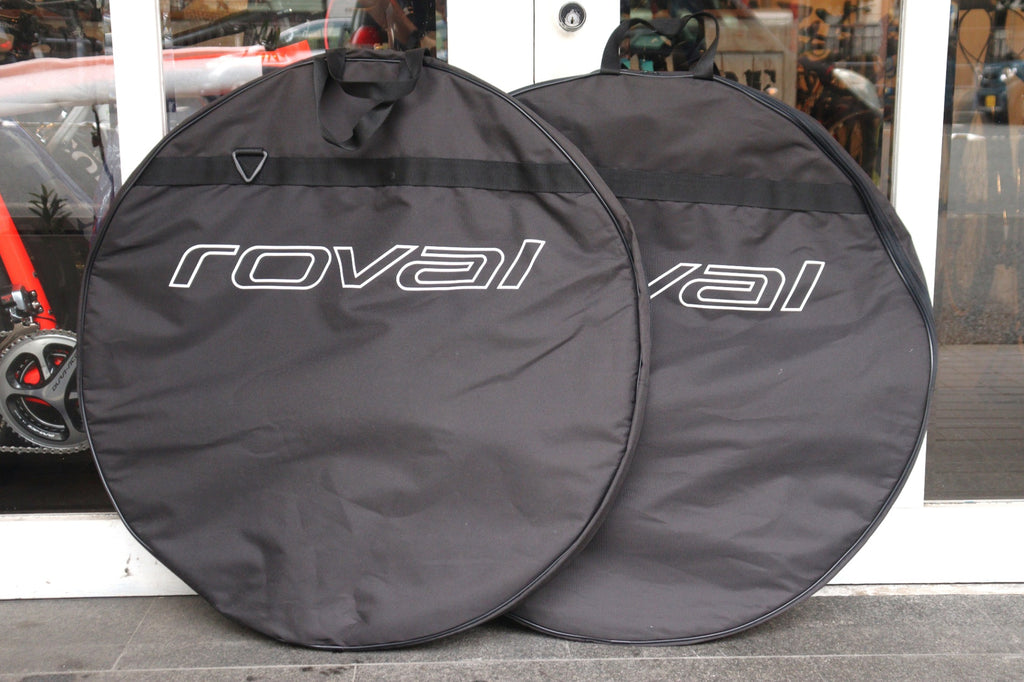 【WAKUWAKU】ROVAL 緩衝材入り ホイールバック　２個セット ロヴァール ROVAL ホイールバッグ 中綿付き ペア ブラック 【横浜店