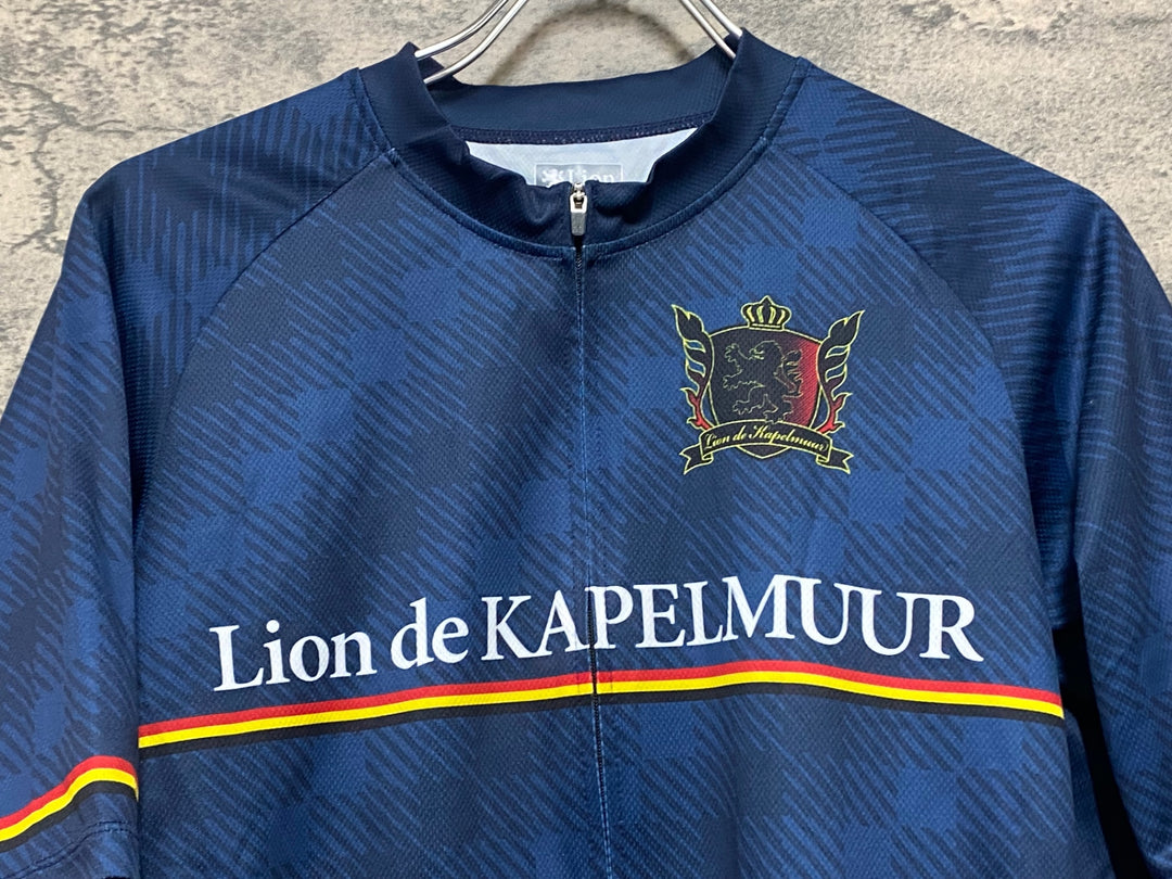 KN357 リオンドカペルミュール Lion de KAPELMUUR 半袖 サイクルジャージ 紺 XL ※ポケット部に穴あり