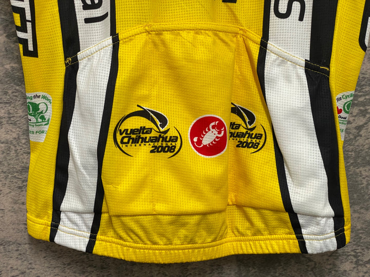 KG654 カステリ CASTELLI 半袖 サイクルジャージ 黄白 S ロゴ擦れ 汚れ
