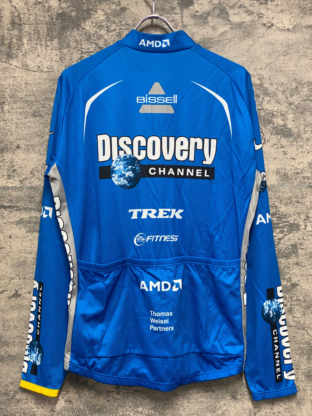 JU911 ナイキ NIKE 長袖 サイクルジャージ 青 L DISCOVERY CHANNEL ハーフジップ
