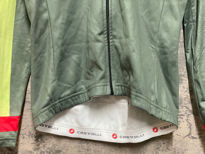 KB262 カステリ CASTELLI 長袖 サイクルジャージ 緑 S ※擦れ