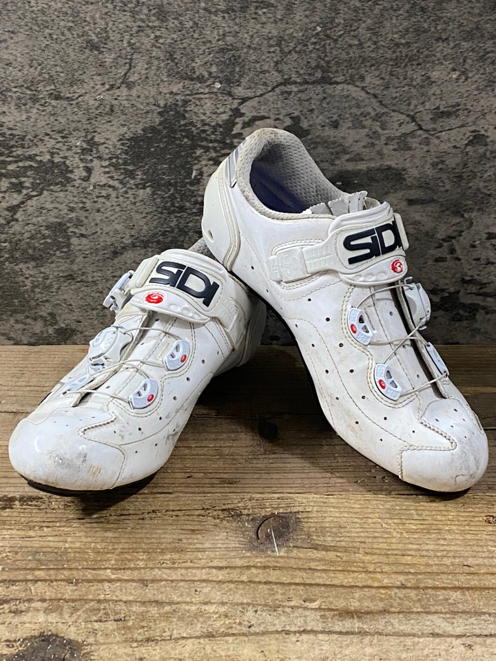 KH566 シディ SIDI WIRE VENT CARBON ビンディングシューズ 3穴 白 EU40 ※かかとソール減り