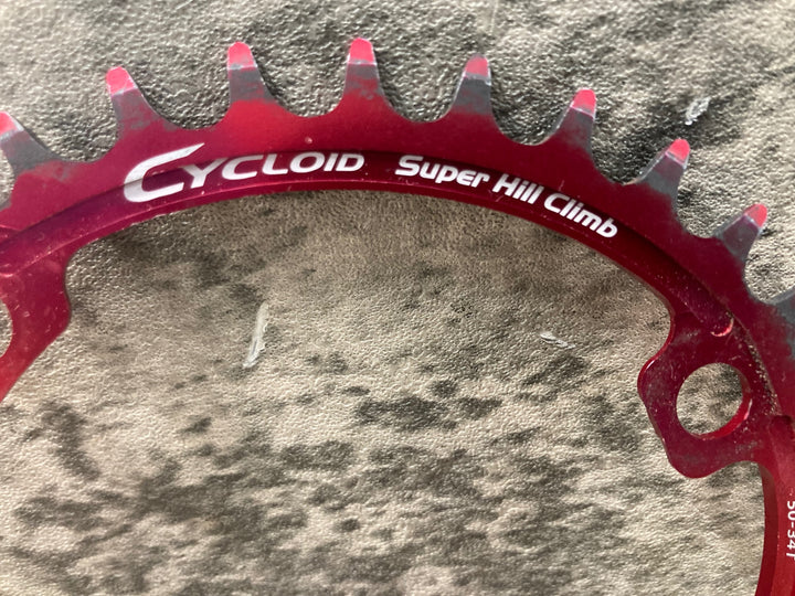 KN013 スギノ Sugino サイクロイド CYCLOID Super Hill Climb CY4-SHC-34T インナー 楕円 チェーンリング 赤 34T