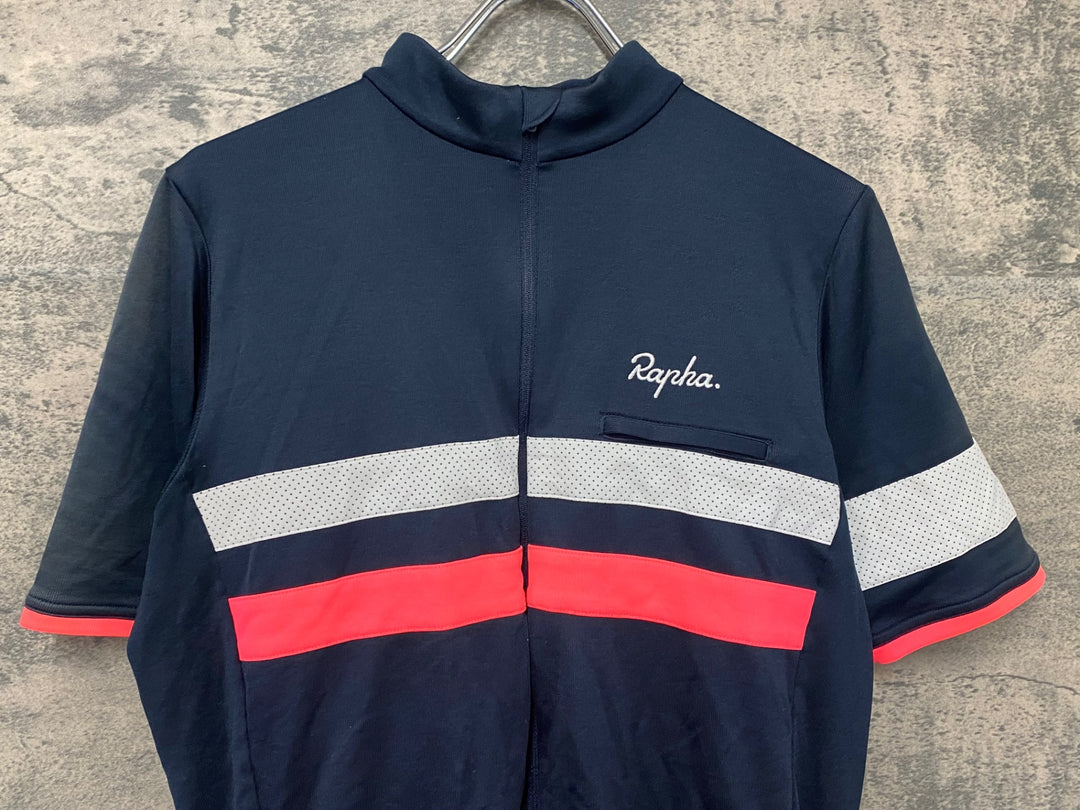JH979 ラファ Rapha BREVET JERSEY 半袖 サイクルジャージ 濃紺 L ※日焼け