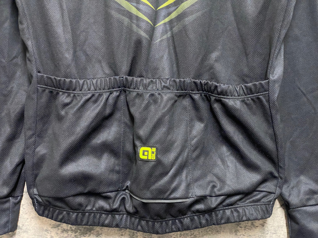 JQ828 アレ ALE 長袖 サイクルジャージ 黒 黄色 M 裏起毛