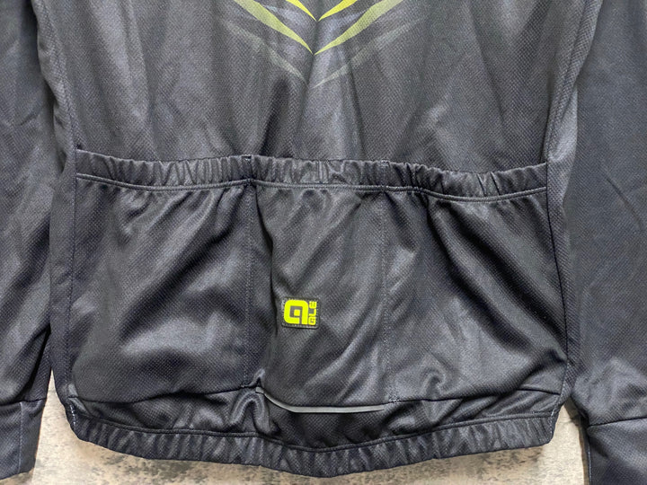 JQ828 アレ ALE 長袖 サイクルジャージ 黒 黄色 M 裏起毛