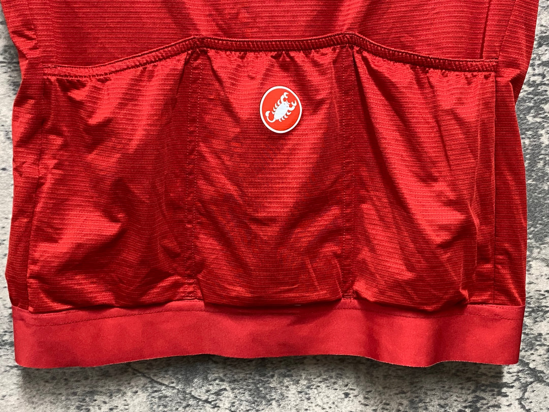 KB694 カステリ CASTELLI ロッソコルサ ROSSO CORSA 半袖 サイクルジャージ 赤 M