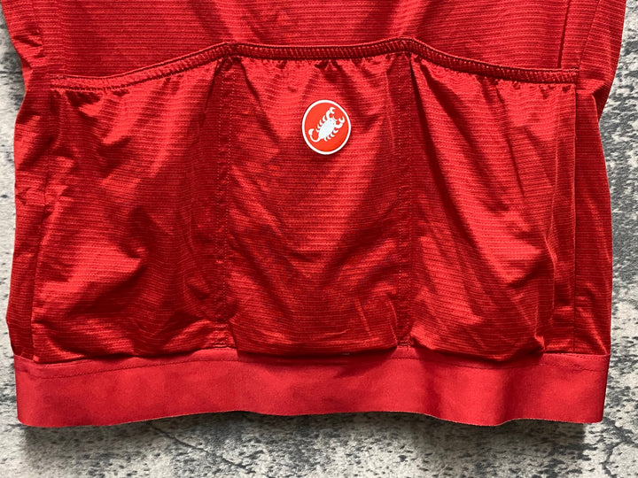 KB694 カステリ CASTELLI ロッソコルサ ROSSO CORSA 半袖 サイクルジャージ 赤 M