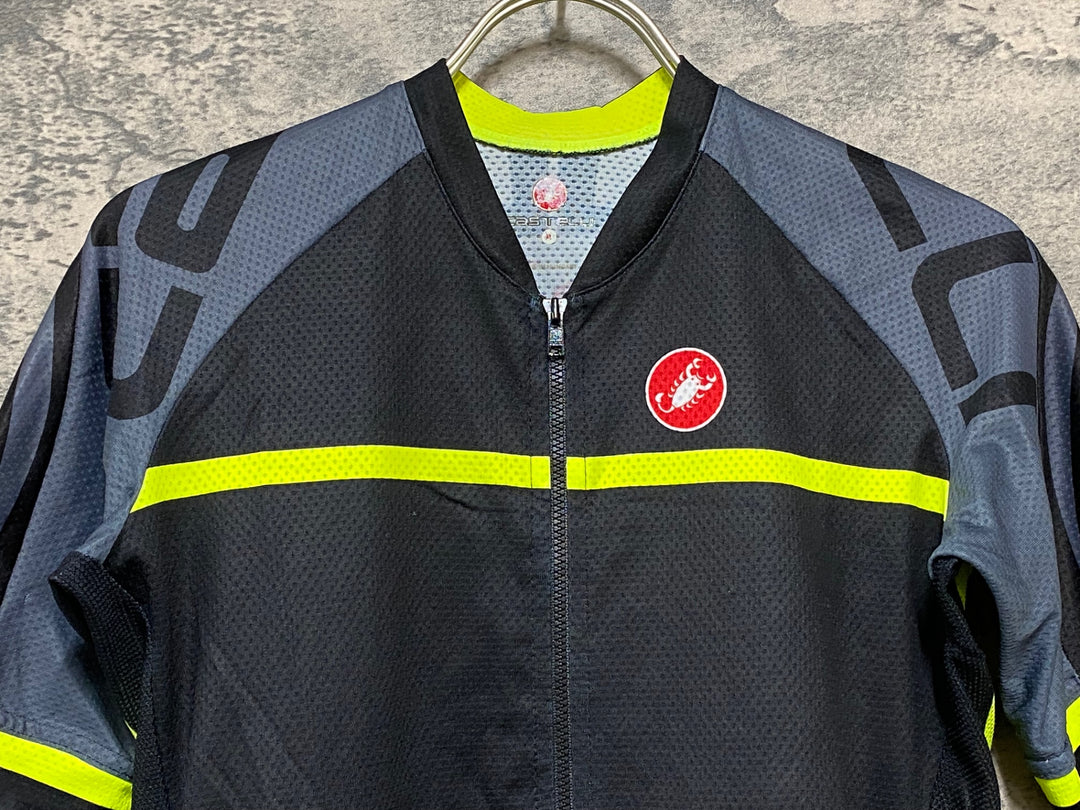 KH241 カステリ CASTELLI 半袖 サイクルジャージ 黒 M ※ややほつれあり