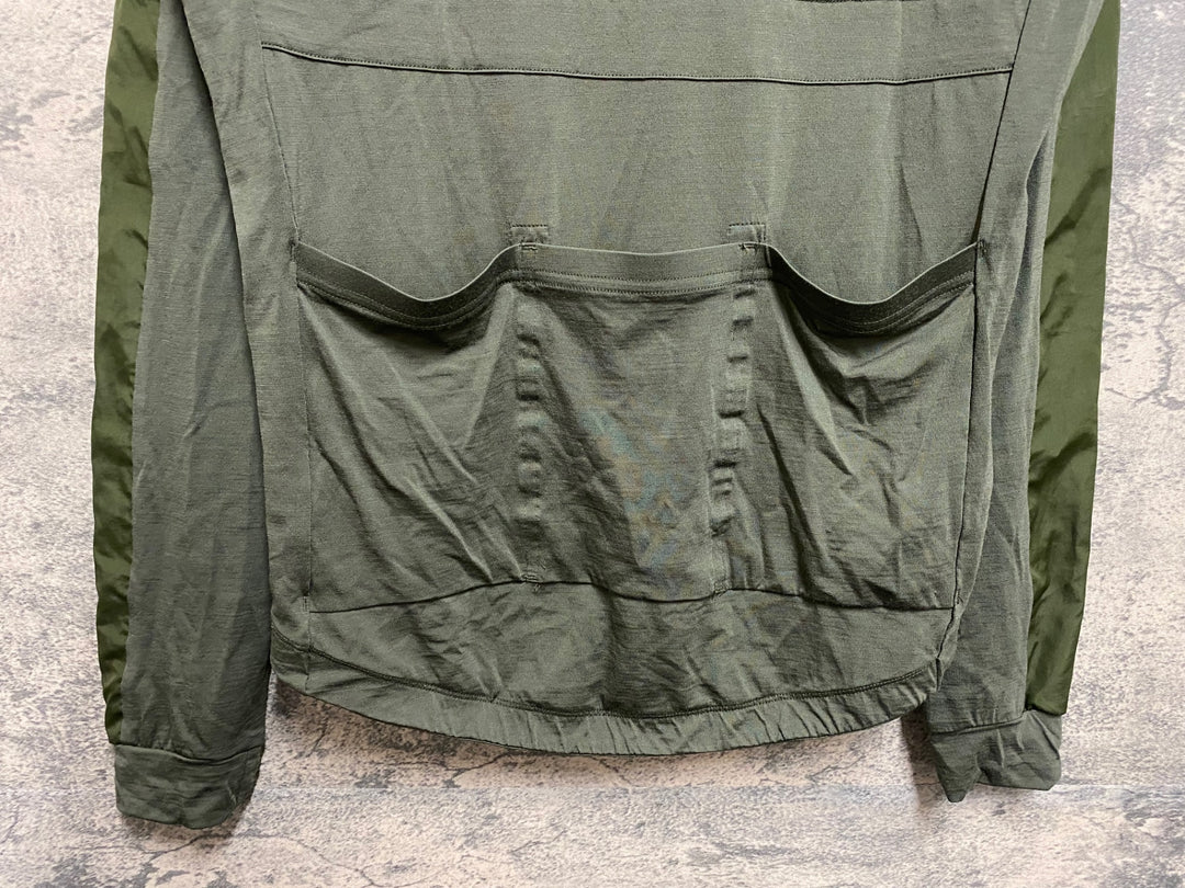 JQ364 ラファ Rapha LONG SLEEVE BREVET WINDBLOCK JERSEY 長袖 サイクルジャージ 緑 S