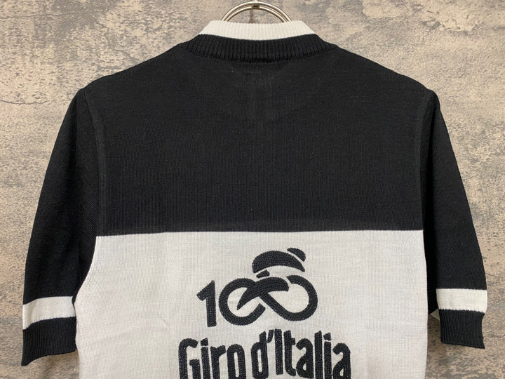 JN421 サンティーニ Santini 半袖 サイクルジャージ 黒 白 S ハーフジップ Giro d'Italia 100
