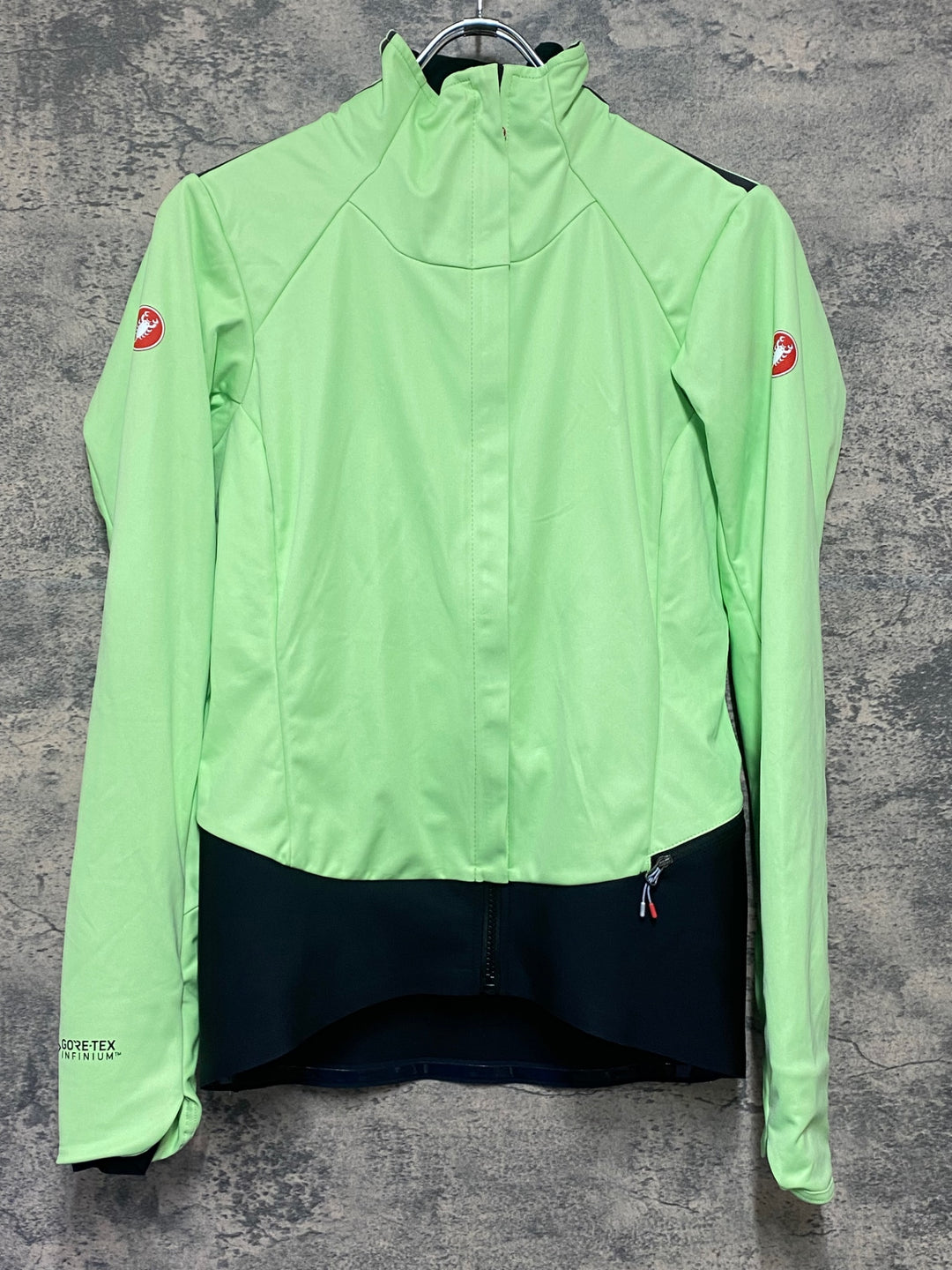 KP590 カステリ CASTELLI ROSSOCORSA 長袖 ダブルレイヤード サイクルジャケット ライトグリーン レディース S 裏起毛 GORE-TEX