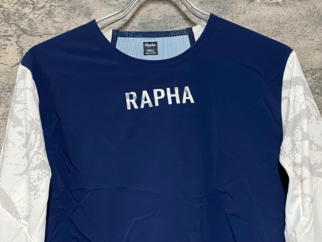 KN406 ラファ Rapha MEN'S TRAIL FINALE WINDBLOCK JERSEY - TRAIL PRINT 長袖 サイクルジャージ 紺 白 S